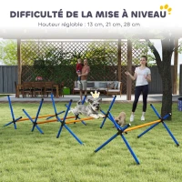 PawHut Kit d'équipement d'agilité pour chien, kit d'agilité pour chien portable avec hauteur réglable, sac de transport, orange(m-5)
