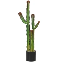 HOMCOM Plante artificielle intérieure 111 cm, arbre artificiel cactus en pot, pour maison, bureau, salon, chambre, vert(m-11)