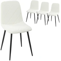 HOMCOM Lot de 4 chaises de salle à manger rembourrées avec dossier haut, pieds en acier et tissu effet velours, crème(m-11)