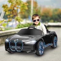 HOMCOM Voiture électrique pour enfants licence BMW I4 12V avec télécommande MP3 Musique Lumières et Ceinture 115x67x45 cm Noir(m-10)