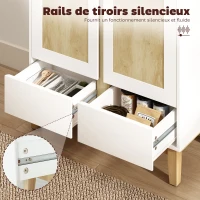 HOMCOM Buffet, meuble de rangement avec 2 portes, 2 tiroirs et étagère réglable, 80 x 40 x 86 cm, blanc et chêne(m-6)