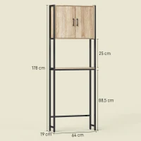 kleankin Étagère de toilettes meuble de salle de bain dessus toilette WC avec placard 2 portes et étagère ouverte(m-3)