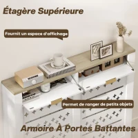 HOMCOM Couvercle de radiateur, cache radiateur avec placard rabattable et étagère supérieur, 108 x 19 x 95,5 cm, blanc(m-4)
