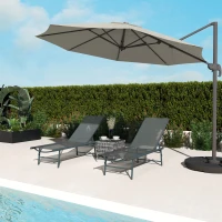 Outsunny Lot de 2 bain de soleil chaise longue pliante textilène transat jardin extérieur inclinable 54 x 164 x 84 cm gris clair(m-10)