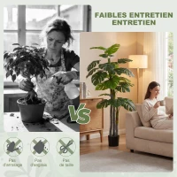 HOMCOM Arbre Artificiel Plante Artificielle Monstera H.1,5 m Tronc Branches Lichen Feuilles de Tortue Grand réalisme Pot Inclus(m-5)