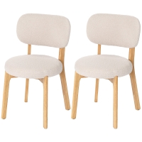 HOMCOM Lot de 2 chaises de salle à manger, chaises de cuisine rembourrées, pieds en bois d'hévéa, 46,5 x 52 x 80 cm, crème