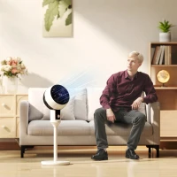 HOMCOM Ventilateur sur pied 45 W ventilateur circulateur d'air 3 niveaux, oscillation réglable à 70°, noir et blanc(m-10)