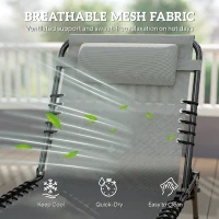 Outsunny Folding Sun Lounger, with Four-Position Back - Light Grey(m-5)
