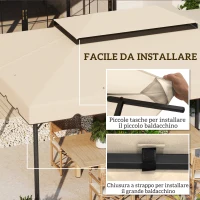 Outsunny Tetto per Gazebo 3x4 m a 2 Livelli con 8 Fori di Drenaggio in Poliestere Bianco Crema(m-5)