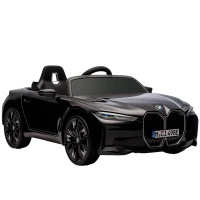 HOMCOM Voiture électrique pour enfants licence BMW I4 12V avec télécommande MP3 Musique Lumières et Ceinture 115x67x45 cm Noir(m-12)