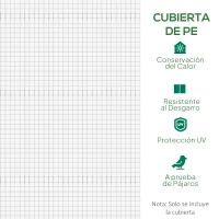 Outsunny Lona de Repuesto para Invernadero Túnel 6 m², lona PE Anti-UV impermeable 6 ventanas + Puerta Enrollable con cremallera Blanco(m-7)