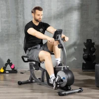 Vélo d'appartement semi-allongé vélo couché - Aosom.fr x FFHandball - écran LCD siège réglable 8 niveaux de résistance(m-10)
