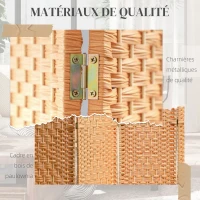 HOMCOM Paravent intérieur en bois 4 panneaux séparateur de pièce pliable pour salon chambre 180 x 180 cm brun clair(m-6)