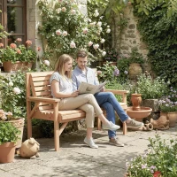 Outsunny Panchina da giardino 2 posti in legno con schienale(m-4)