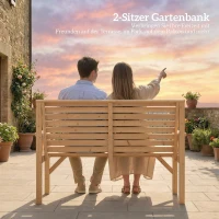 Outsunny 2-Sitzer Gartenbank aus Holz, Lattenbank mit Arm- und Rückenlehne, Outdoor-Möbel für Balkon, Terrasse, Garten(m-4)