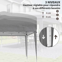 Outsunny Tonnelle pop-up barnum de jardin pliant anti-UV + sac de transport acier Oxford 2,95 x 2,95 x 2,55 m gris(m-7)