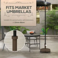 Outsunny Stojak na parasole do 20 kg, wypełniany, kwadratowy stojak z kółkami, dla parasola 22-38 mm, brązowy(m-4)