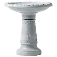 Outsunny Banho para pássaros em resina para exterior, banho redondo de 51 cm com aparência de pedra, comedouro independente, Cinza(m-6)