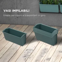 Outsunny Orto Verticale da Parete a 4 Livelli con 8 Vasi, in Acciaio e Plastica, 52x14x90 cm, Verde Scuro e Nero(m-7)
