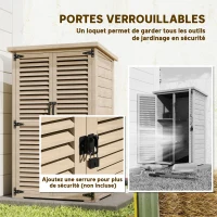 Outsunny Armoire de jardin remise pour outils en bois 2 étagères toit bitumé portes persiennes verrouillable 75 x 50 x 118(m-7)