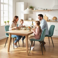 HOMCOM Lot de 4 chaises de salle à manger rembourrées avec dossier haut, pieds en acier et tissu effet velours, vert(m-7)