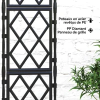 Outsunny Support pour plantes grimpantes pliable à motif losange, treillis de jardin en métal, 85 x 197 cm, noir(m-6)