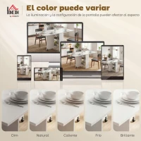 HOMCOM Mesa Plegable de Comedor con Ruedas Alas Abatibles y Estantes para 4-6 Personas 75x140x74 cm Blanco(m-8)