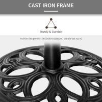 Outsunny 11.5 kg Cast Metal Round Patio Umbrella Base Stand, Umbrella Holder for Outdoor, Patio, Garden, Black(m-5)