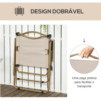 Outsunny Conjunto de 2 Cadeiras Dobráveis de Jardim com Apoios de Braços Cadeiras para Campismo e Praia em Tecido Oxford 54x59x78 cm Caqui(m-5)