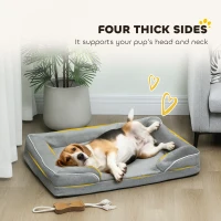 PawHut Dog Sofa Bed, Washable Pet Bed with Removable Cover and Non-Slip Bottom for Cats, Small and Medium Dogs, Grey(m-5)