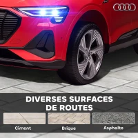 HOMCOM Voiture électrique enfants sous Licence Audi e-tron Sportback, véhicule électrique 12V Max. 5 Km/h avec télécommande 2,4G, phares LED, musique, klaxon, port USB, MP3, rouge(m-8)
