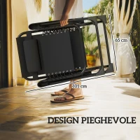 Outsunny Set 2 Sedie Sdraio a Gravità Zero Pieghevoli con Schienale Regolabile e Tavolino, Nero(m-7)