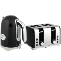 HOMCOM Retro 3000W Kettle and Toaster Set - Black(m-1)