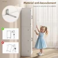 HOMCOM Buffet haut cuisine, armoire de cuisine, 4 portes, 10 niches, 8 porte-épices et étagères réglables, 60x35x162cm, blanc(m-7)