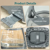 HOMCOM Kettle and Toaster Set, 1.7L 3000W Rapid Kettle with Strix Thermostat, 4 Slice Toaster with 7 Browning Controls, Grey(m-9)