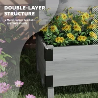 Outsunny Raised Garden Bed with Trellis, 2-Tier Wooden Elevated Planter Box  for Vegetables, Flowers, Herbs, Grey(m-5)