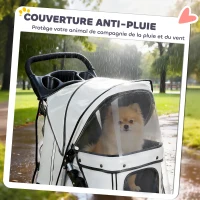 PawHut Poussette buggy pliable animaux chariot pliante chien chat porte-gobelet panier de rangement 75 x 45 x 97 cm gris(m-8)