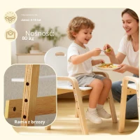 AIYAPLAY zestaw drewnianych krzeseł dla dzieci, antypoślizgowe nakładki na nóżki, 3–15 lat, regulacja wysokości, Biały(m-6)