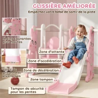 AIYAPLAY Toboggan et balançoire pour enfants 4 en 1 avec panier de basket, toboggan, balançoire, 147,5x160x107cm, rose(m-5)