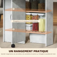 HOMCOM Table pliante de cuisine salle à manger amovible sur roulettes 75L x 140l x 74H cm 2 étagères intégrées en bois(m-6)