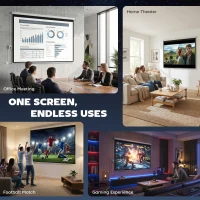 HOMCOM Beamer-Leinwand, Projektionsleinwand, 100 Zoll, 4:3, 203x152 cm, Weiß(m-9)