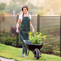 Outsunny Cerca de Jardim de Aço com Revestimento em PE 2 Modos de Instalação para Plantas Animais 93x22x150 cm Castanho(m-2)