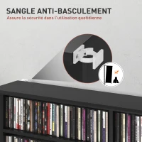 HOMCOM Rangements pour CD et DVD avec 16 compartiments et 12 étagères réglables capacité max. 720 CD/396 DVD et Blu-ray noir(m-6)