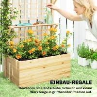 Outsunny Hochbeet mit Rankgitter & hängendem Dach, Holz Blumenkasten mit 2 Regalen Ablauflöchern 76 x 43,5 x 177 cm(m-6)