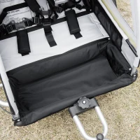 HOMCOM Remorca pentru bicicleta pentru copii 2 in 1, centura in 5 puncte, geanta de depozitare, reflector, steag, galben(m-12)