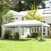 Outsunny Tonnelle 6 x 3 m barnum de jardin pop-up pliant sac inclus acier époxy oxford haute densité blanc(m-10)