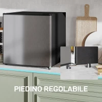 HOMCOM Mini Frigorifero da 46L con Scomparto per Ghiaccio, Porta Reversibile, Temperatura Regolabile, Argento(m-8)