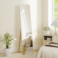 HOMCOM Stand- und Wandspiegel rechteckig, Maße 37L x 43l x 156H cm, Naturholz(m-6)