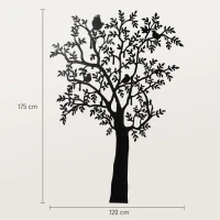 HOMCOM Wieszak ścienny, Wieszak na płaszcze montowany na ścianie, Design drzewa z ptakami, Czarny(m-3)