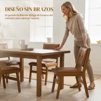 HOMCOM Pack de 2 Sillas de Comedor Tapizadas en PU Asiento Acolchado Patas de Madera para Salón Marrón(m-7)